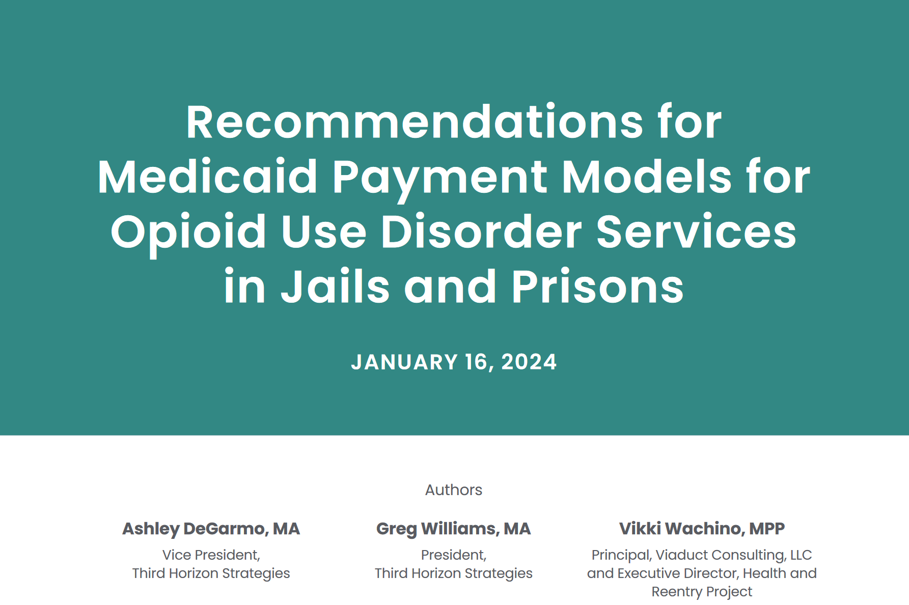 New Report Outlines Recommendations for Medicaid Coverage of OUD Services in Jails and Prisons